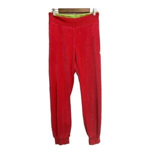 Adidas Velour Joggers XL – Red w/ Pink Undertone, Y2K Streetwear